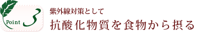 ポイント3。紫外線対策として抗酸化物質を食物から摂る