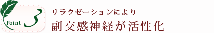 ポイント3。リラクゼーションにより副交感神経が活性化